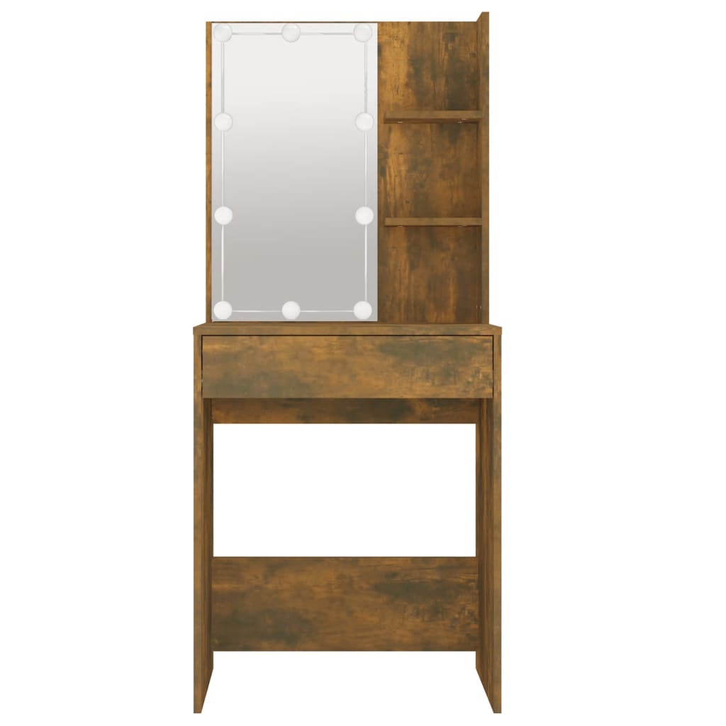 Kaptafel met LED-verlichting 60x40x140 cm gerookt eikenkleur is nu te koop bij PeponiXL, paradijselijk wonen!