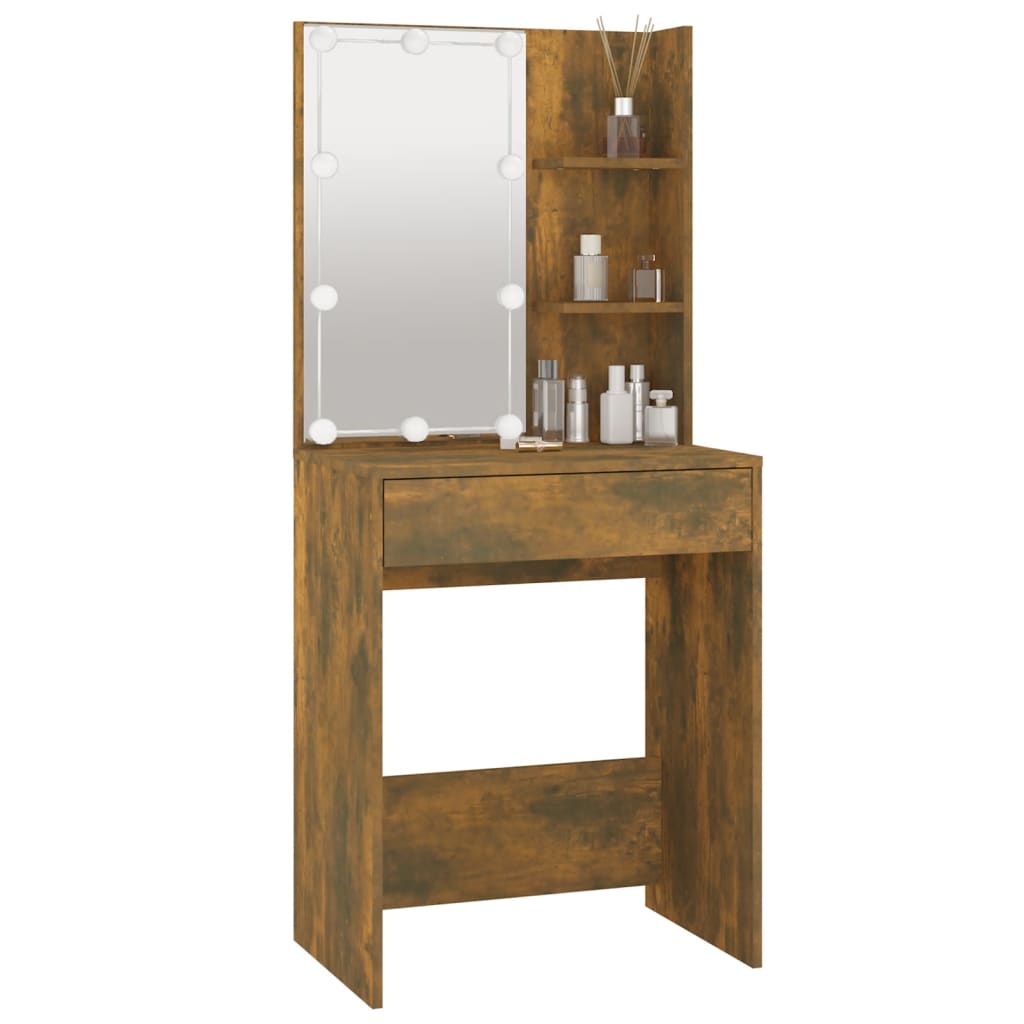 Kaptafel met LED-verlichting 60x40x140 cm gerookt eikenkleur is nu te koop bij PeponiXL, paradijselijk wonen!