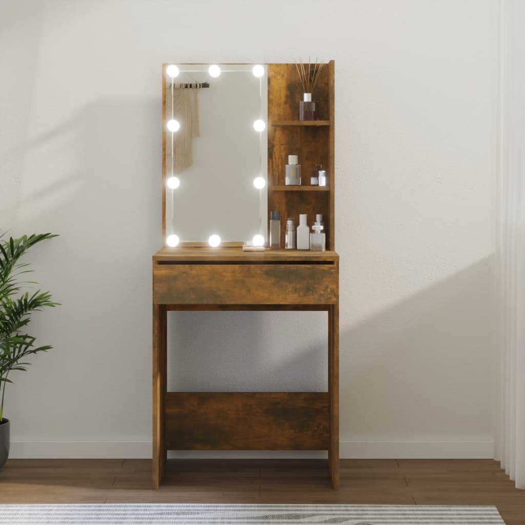 Kaptafel met LED-verlichting 60x40x140 cm gerookt eikenkleur is nu te koop bij PeponiXL, paradijselijk wonen!