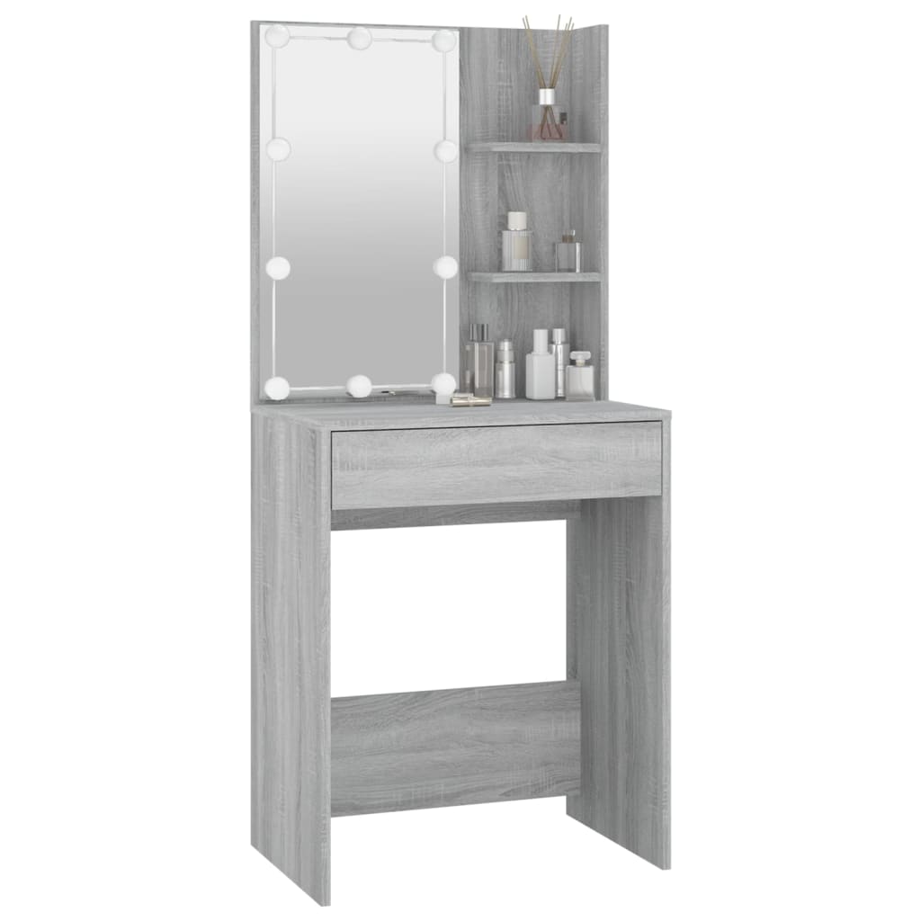 Kaptafel met LED-verlichting 60x40x140 cm grijs sonoma eiken is nu te koop bij PeponiXL, paradijselijk wonen!