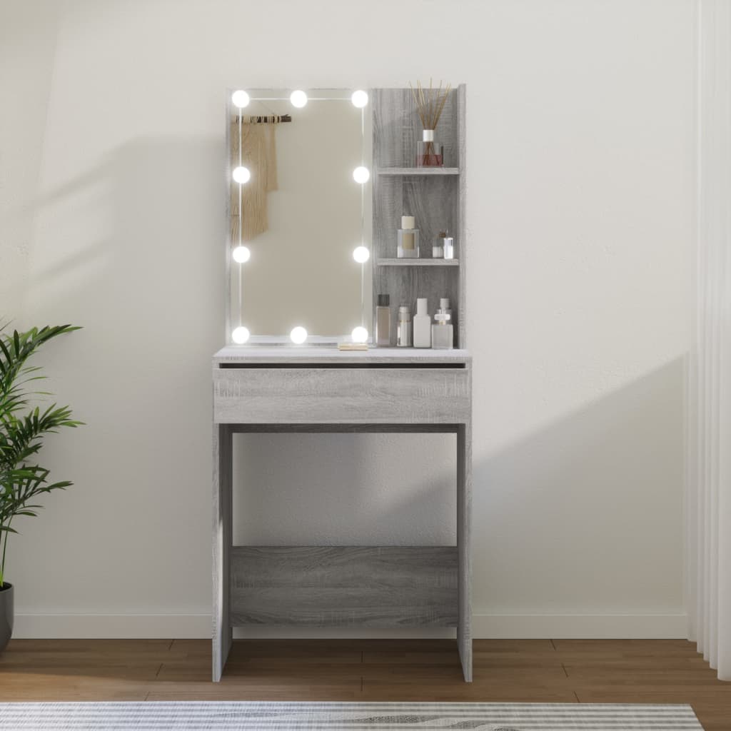 Kaptafel met LED-verlichting 60x40x140 cm grijs sonoma eiken is nu te koop bij PeponiXL, paradijselijk wonen!