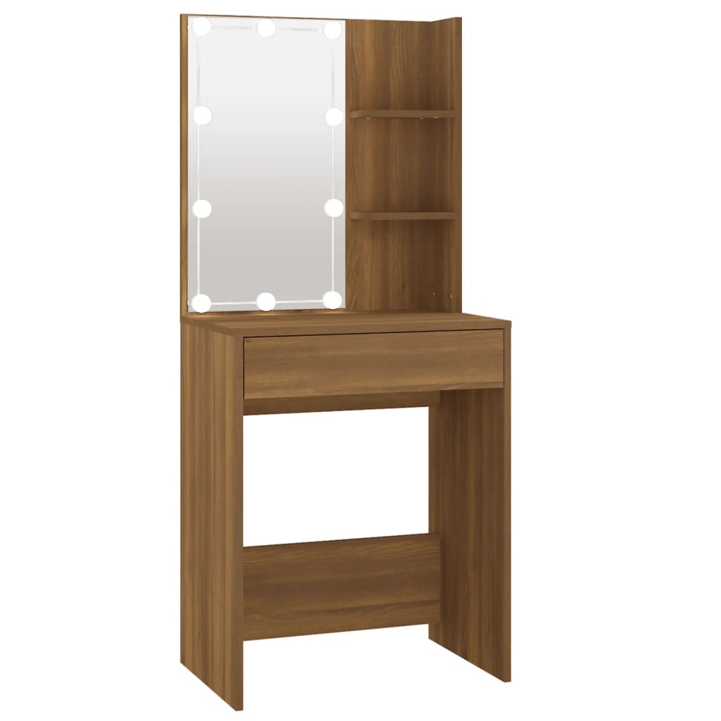 Kaptafel met LED-verlichting 60x40x140 cm bruin eikenkleur is nu te koop bij PeponiXL, paradijselijk wonen!