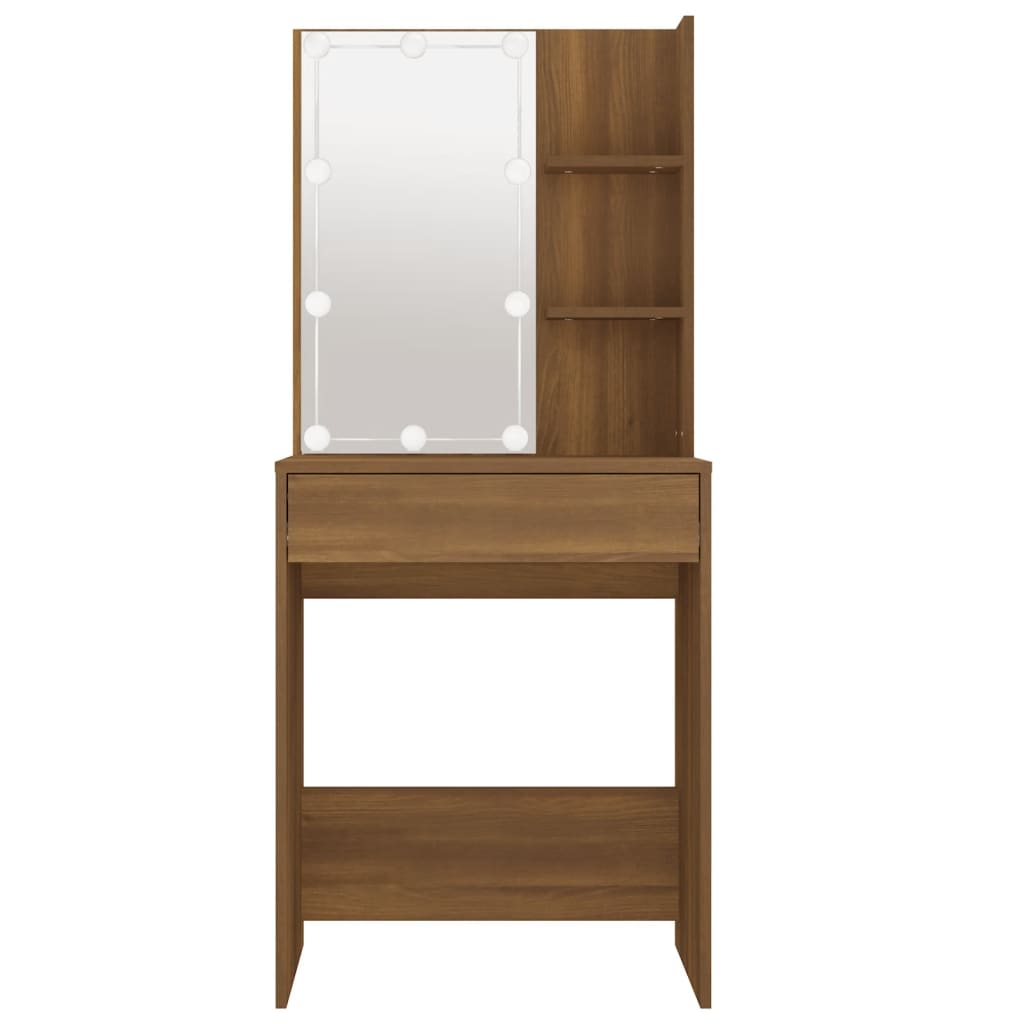 Kaptafel met LED-verlichting 60x40x140 cm bruin eikenkleur is nu te koop bij PeponiXL, paradijselijk wonen!
