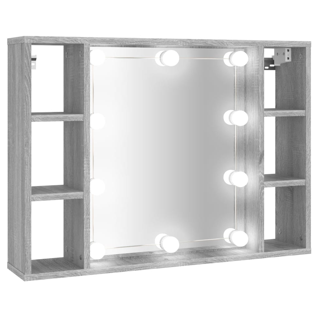 Spiegelkast met LED-verlichting 76x15x55 cm grijs sonoma eiken is nu te koop bij PeponiXL, paradijselijk wonen!