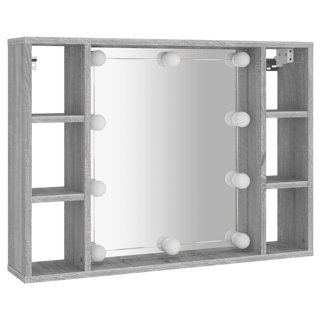 Spiegelkast met LED-verlichting 76x15x55 cm grijs sonoma eiken is nu te koop bij PeponiXL, paradijselijk wonen!