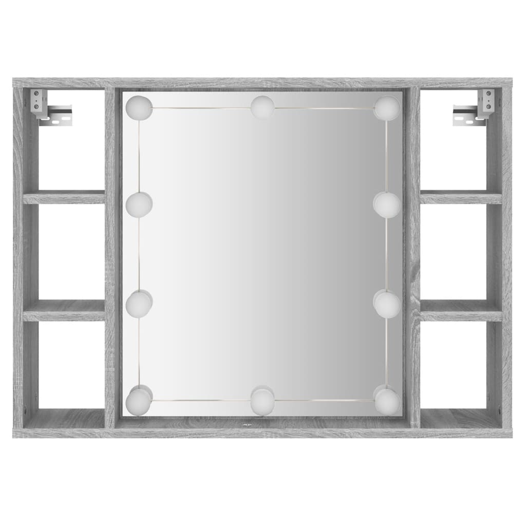 Spiegelkast met LED-verlichting 76x15x55 cm grijs sonoma eiken is nu te koop bij PeponiXL, paradijselijk wonen!