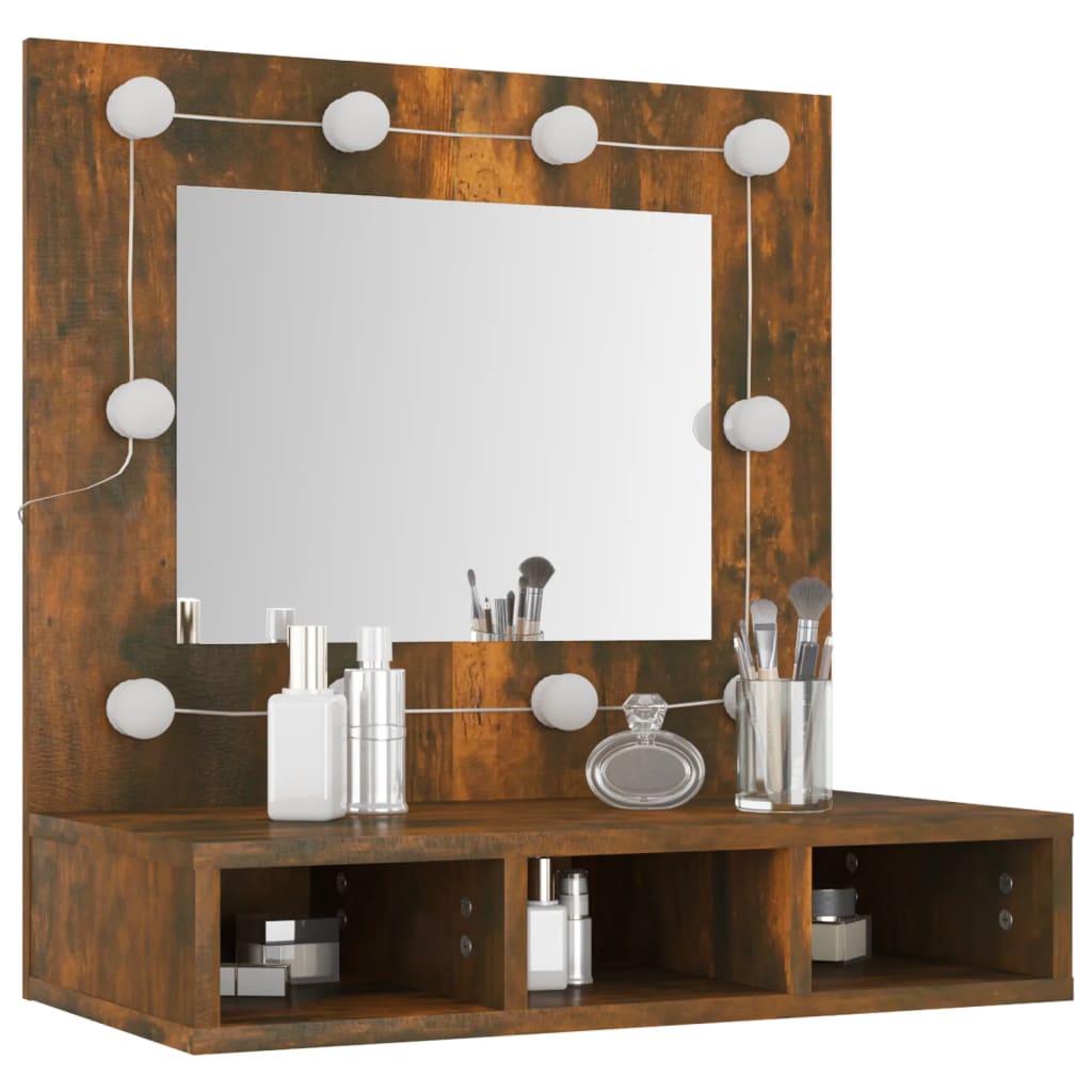 Spiegelkast met LED-verlichting 60x31,5x62 cm gerookt eiken is nu te koop bij PeponiXL, paradijselijk wonen!