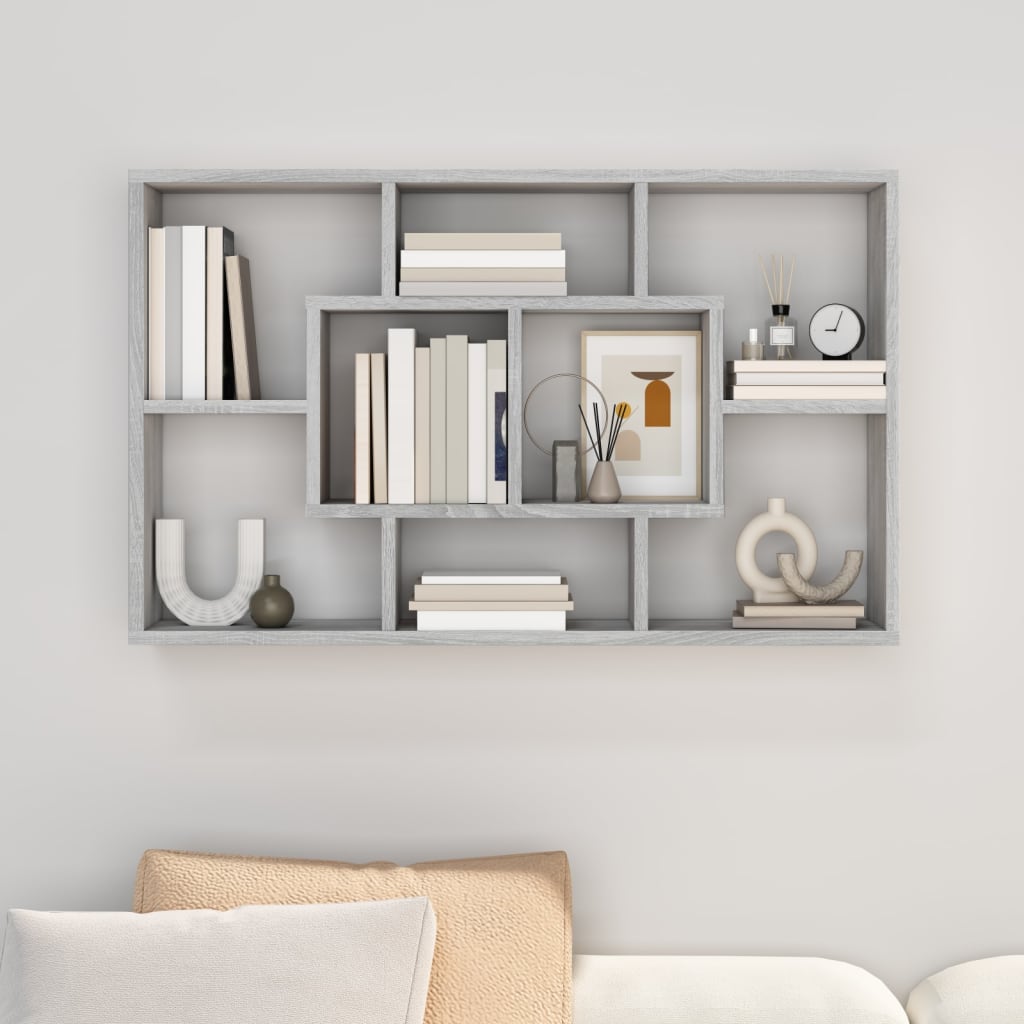 Wandschap 85x16x52,5 cm bewerkt hout grijs sonoma eikenkleur is nu te koop bij PeponiXL, paradijselijk wonen!