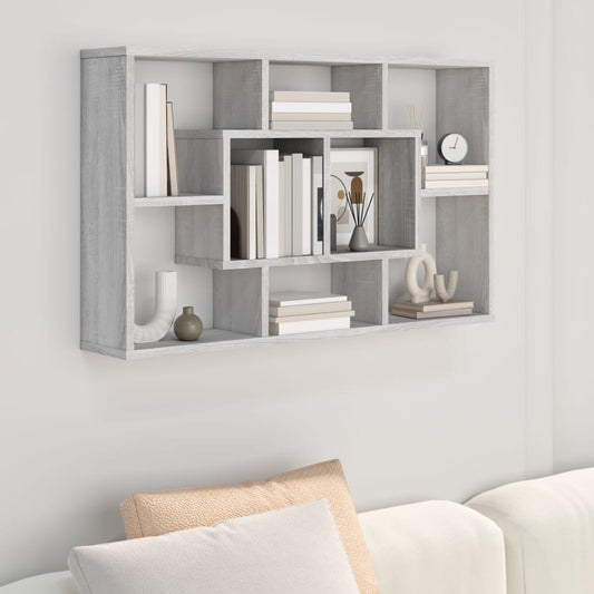 Wandschap 85x16x52,5 cm bewerkt hout grijs sonoma eikenkleur is nu te koop bij PeponiXL, paradijselijk wonen!