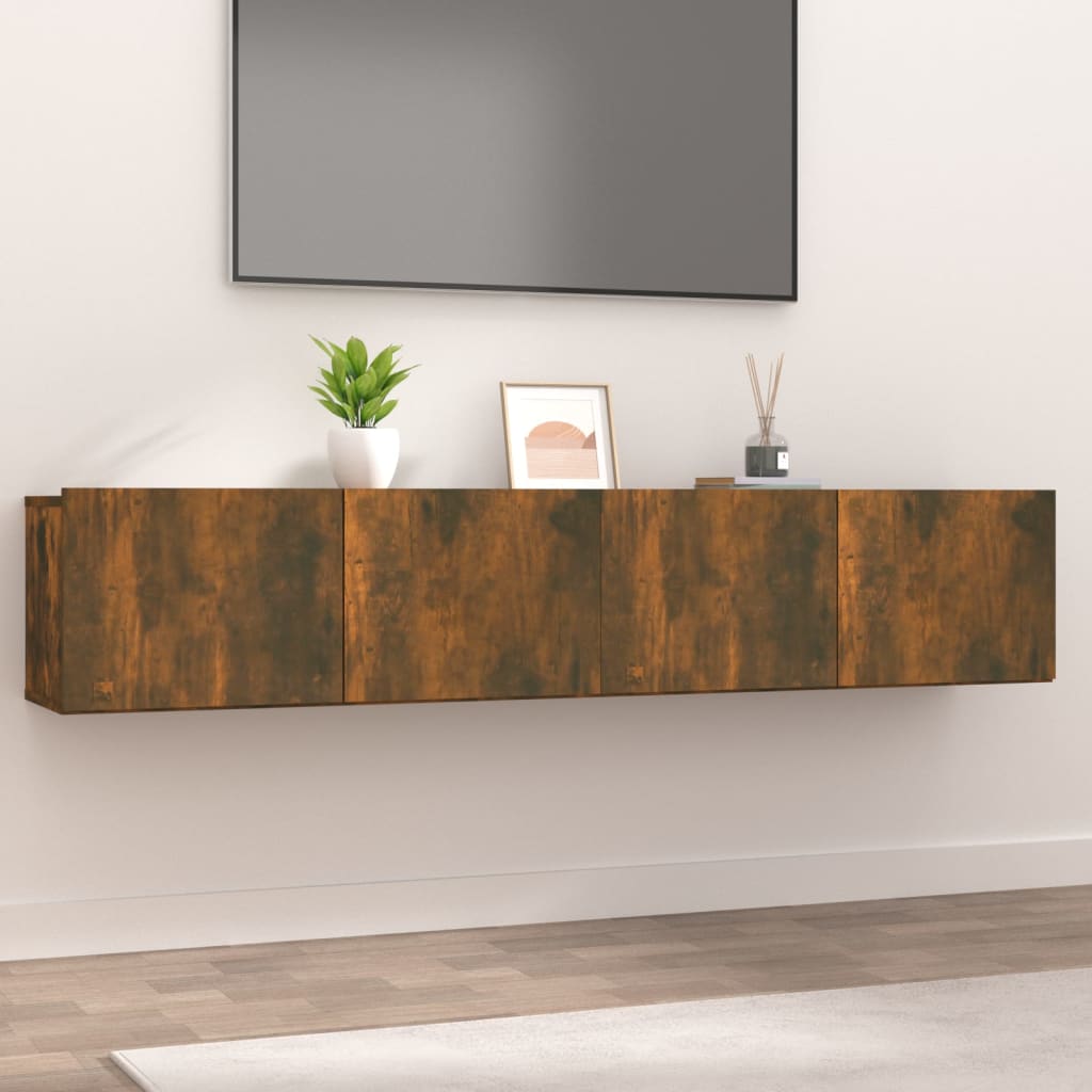 Tv-meubelen 2 st 80x30x30 cm bewerkt hout gerookt eikenkleur is nu te koop bij PeponiXL, paradijselijk wonen!