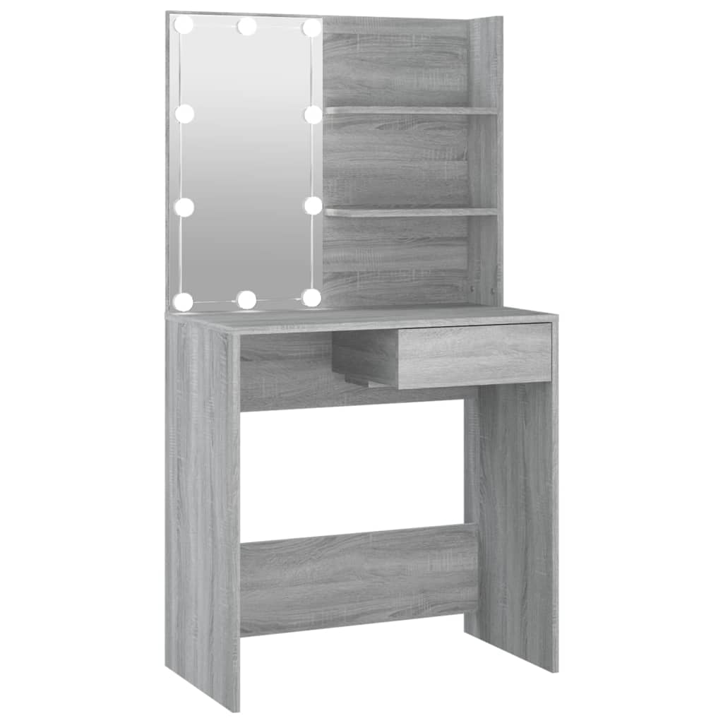 Kaptafel met LED-verlichting 74,5x40x141 cm grijs sonoma eiken is nu te koop bij PeponiXL, paradijselijk wonen!