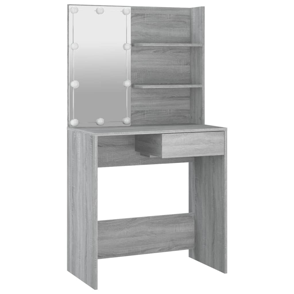 Kaptafel met LED-verlichting 74,5x40x141 cm grijs sonoma eiken is nu te koop bij PeponiXL, paradijselijk wonen!