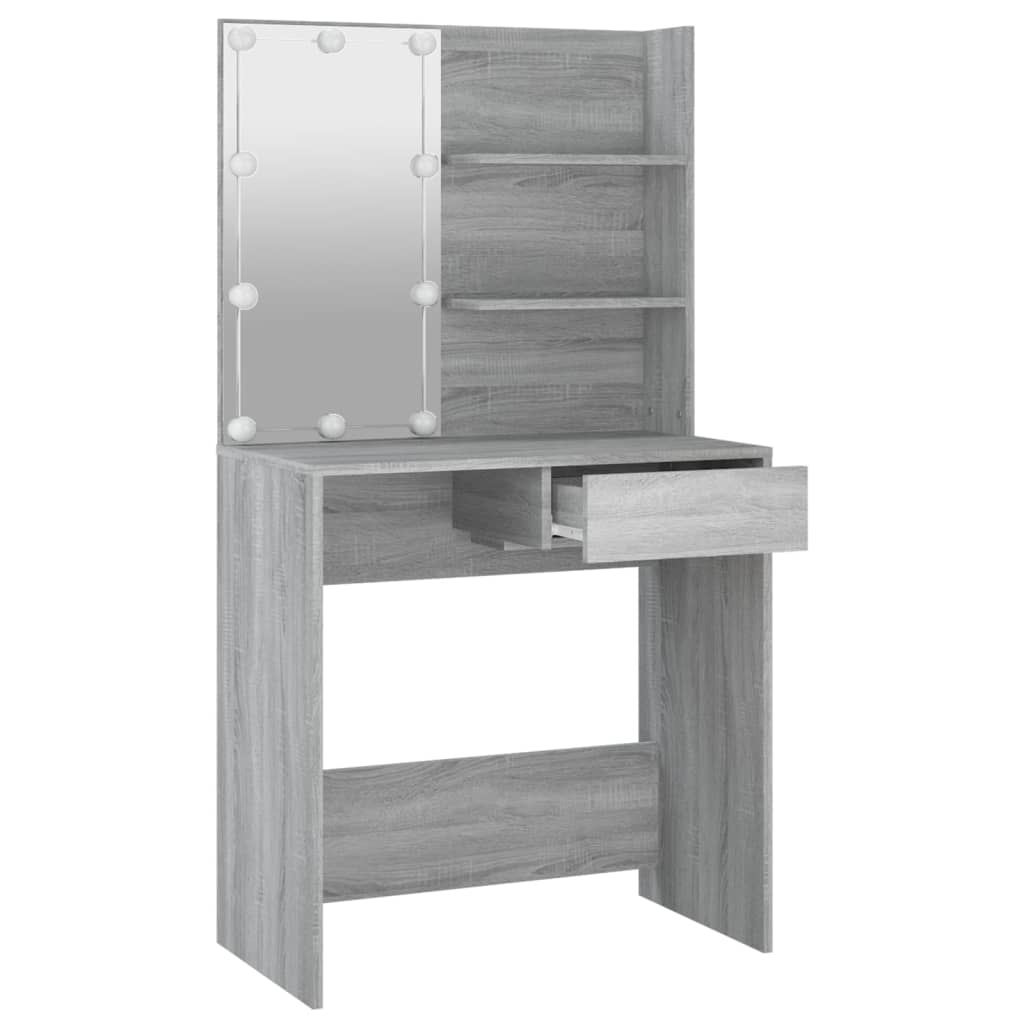 Kaptafel met LED-verlichting 74,5x40x141 cm grijs sonoma eiken is nu te koop bij PeponiXL, paradijselijk wonen!