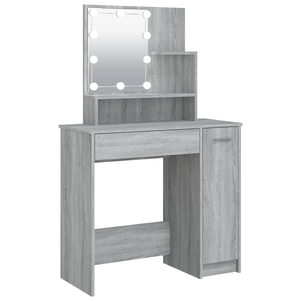 Kaptafel met LED 86,5x35x136 cm grijs sonoma eikenkleurig is nu te koop bij PeponiXL, paradijselijk wonen!