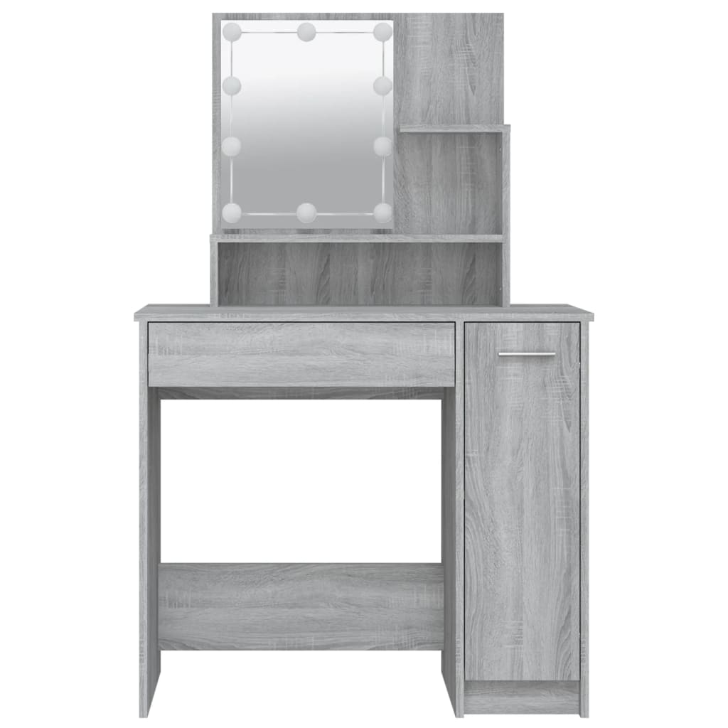 Kaptafel met LED 86,5x35x136 cm grijs sonoma eikenkleurig is nu te koop bij PeponiXL, paradijselijk wonen!
