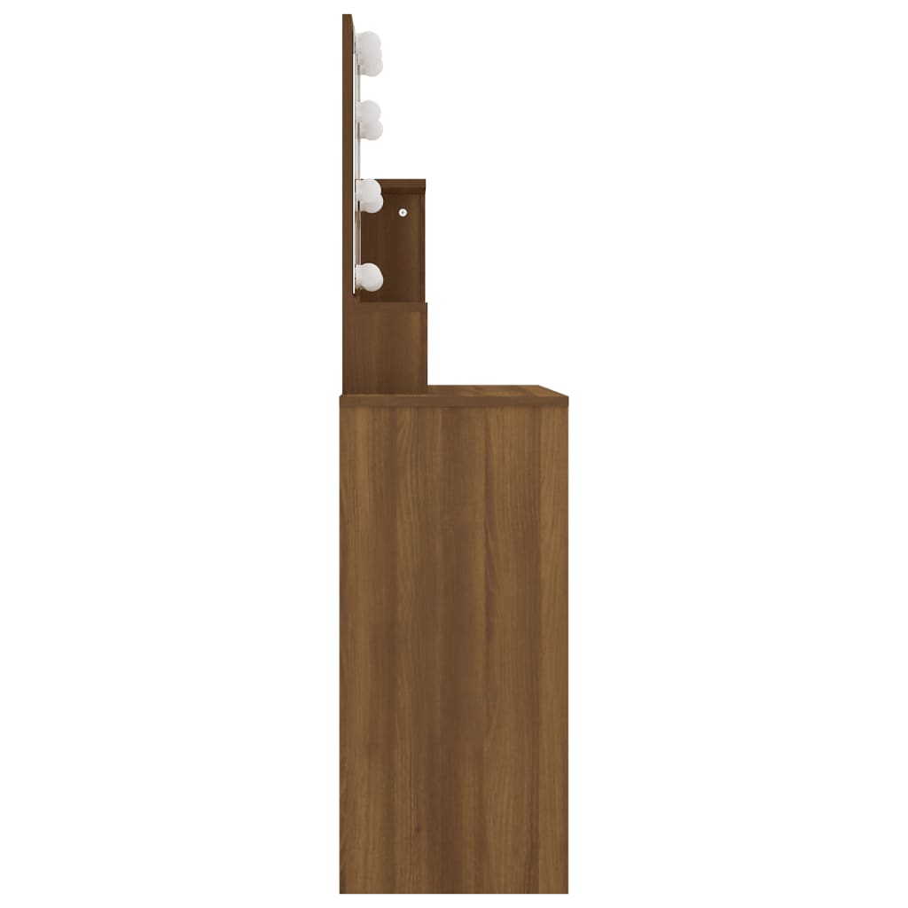 Kaptafel met LED-verlichting 86,5x35x136 cm bruin eikenkleur is nu te koop bij PeponiXL, paradijselijk wonen!