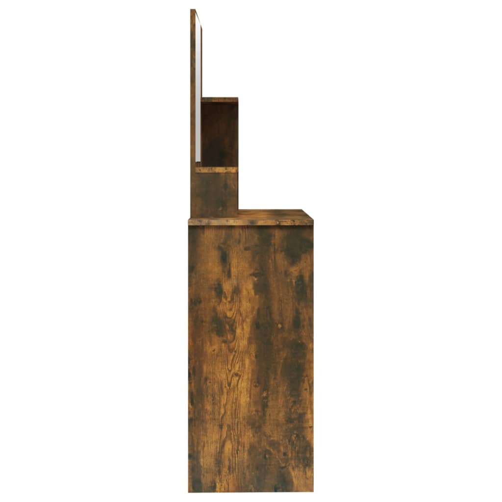 Kaptafel met spiegel 86,5x35x136 cm gerookt eikenkleurig is nu te koop bij PeponiXL, paradijselijk wonen!
