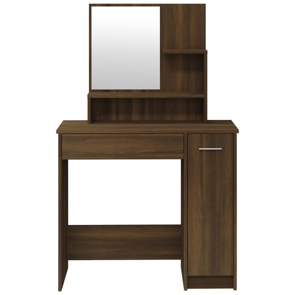 Kaptafel met spiegel 86,5x35x136 cm bruin eikenkleur is nu te koop bij PeponiXL, paradijselijk wonen!