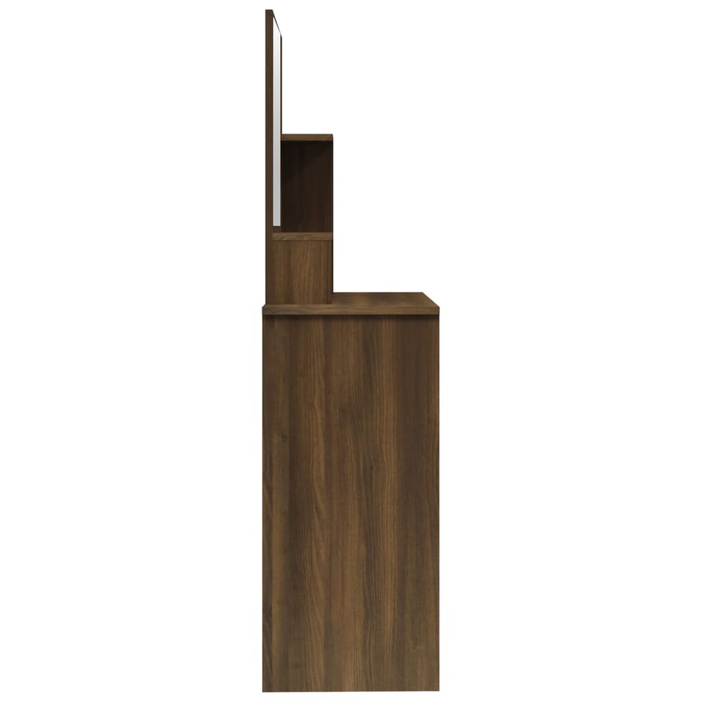 Kaptafel met spiegel 86,5x35x136 cm bruin eikenkleur is nu te koop bij PeponiXL, paradijselijk wonen!