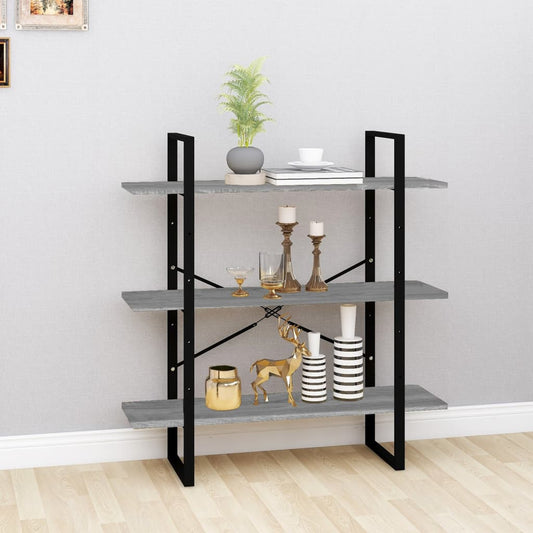 Boekenkast 100x30x105 cm bewerkt hout grijs sonoma eikenkleurig is nu te koop bij PeponiXL, paradijselijk wonen!