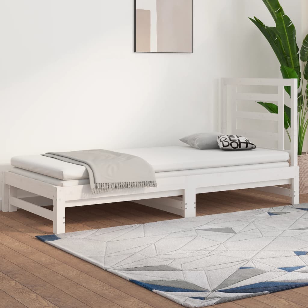 Slaapbank uitschuifbaar massief grenenhout wit 2x(90x200) cm is nu te koop bij PeponiXL, paradijselijk wonen!