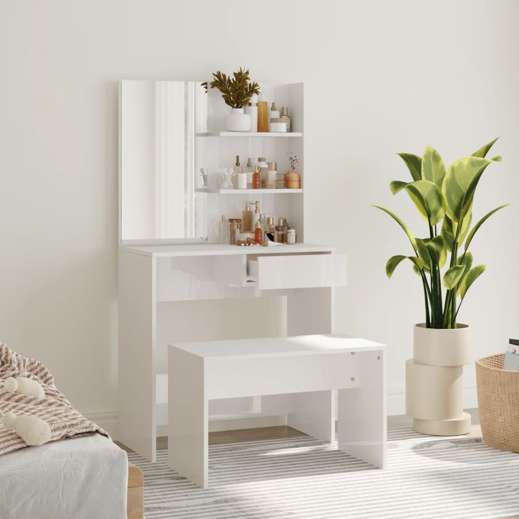 Kaptafelset 74,5x40x141 cm hoogglans wit is nu te koop bij PeponiXL, paradijselijk wonen!
