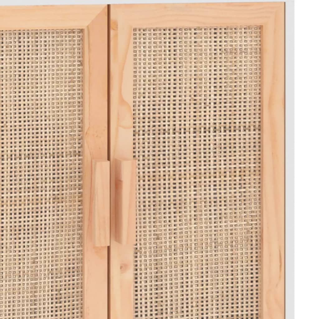 Dressoir 60x30x70 cm massief grenenhout en rattan wit is nu te koop bij PeponiXL, paradijselijk wonen!