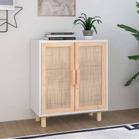 Dressoir 60x30x70 cm massief grenenhout en rattan wit is nu te koop bij PeponiXL, paradijselijk wonen!