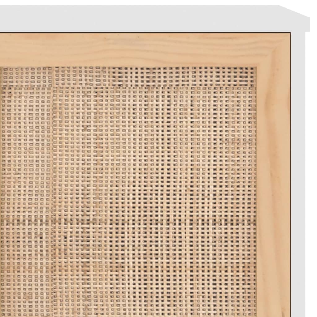 Dressoir 105x30x60 cm massief grenenhout en rattan wit is nu te koop bij PeponiXL, paradijselijk wonen!