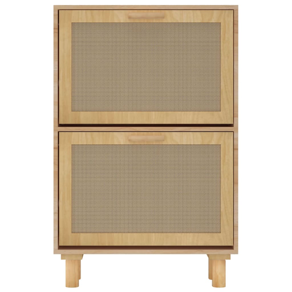Schoenenkast 52x25x80 cm bewerkt hout & natuurlijk rattan bruin is nu te koop bij PeponiXL, paradijselijk wonen!