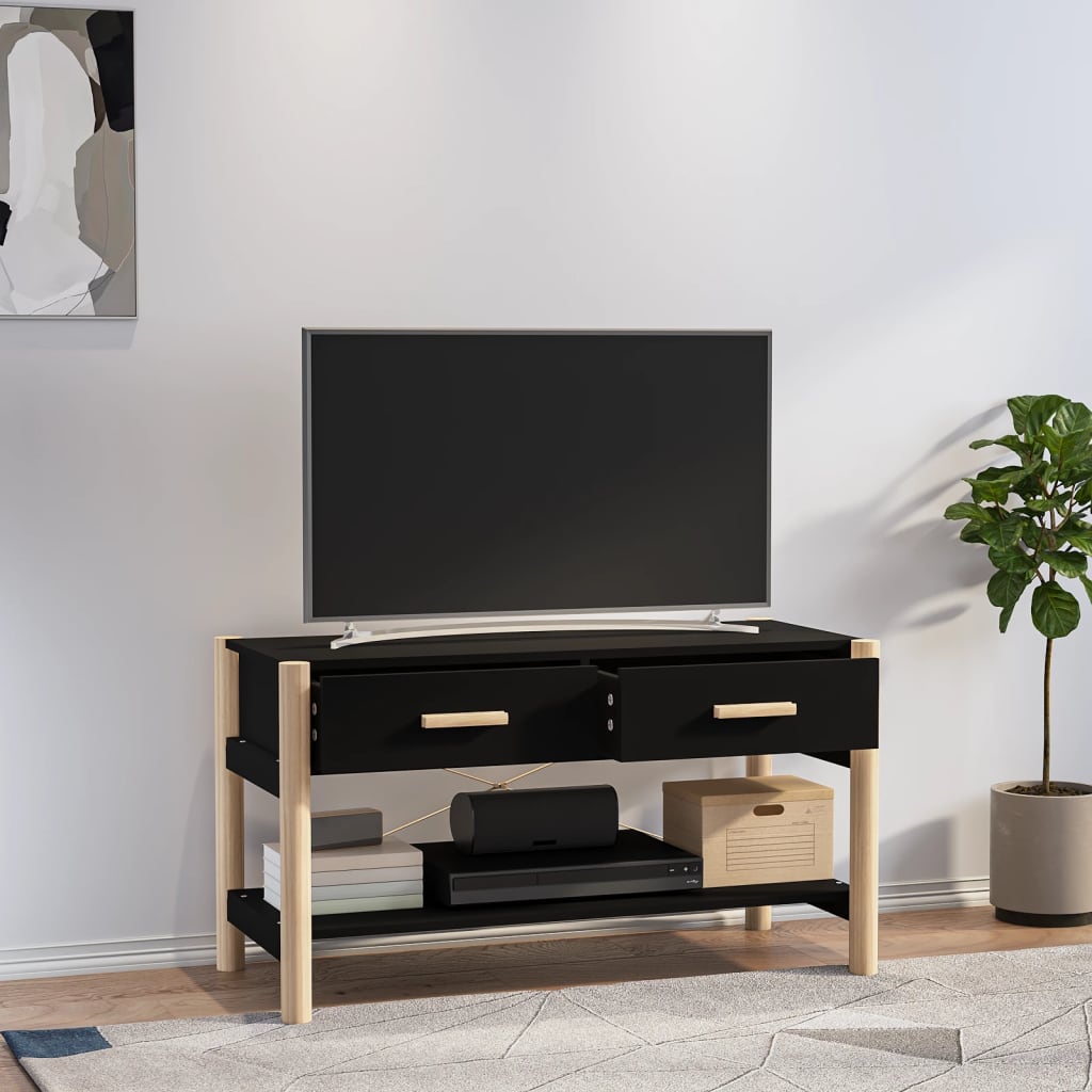 Tv-meubel 82x38x45 cm bewerkt hout zwart is nu te koop bij PeponiXL, paradijselijk wonen!