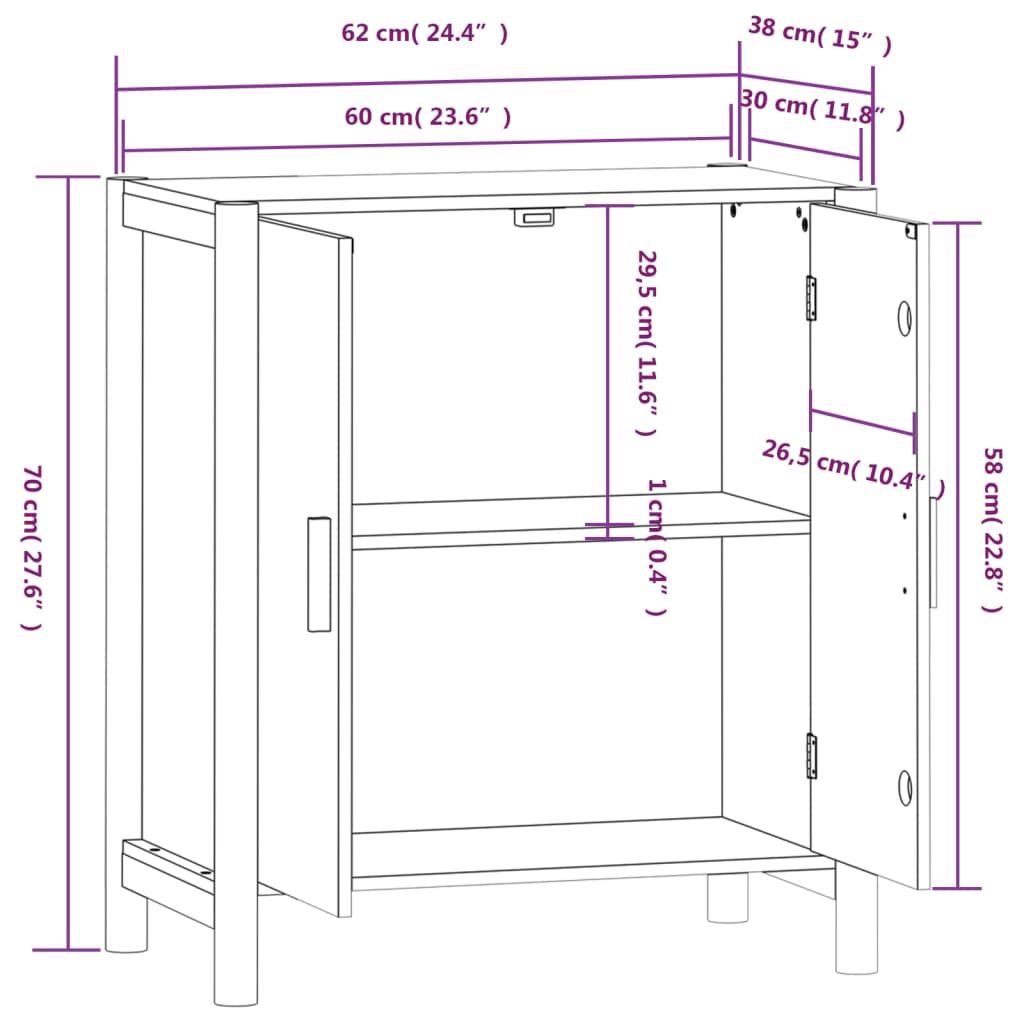 Dressoir 62x38x70 cm bewerkt hout wit is nu te koop bij PeponiXL, paradijselijk wonen!