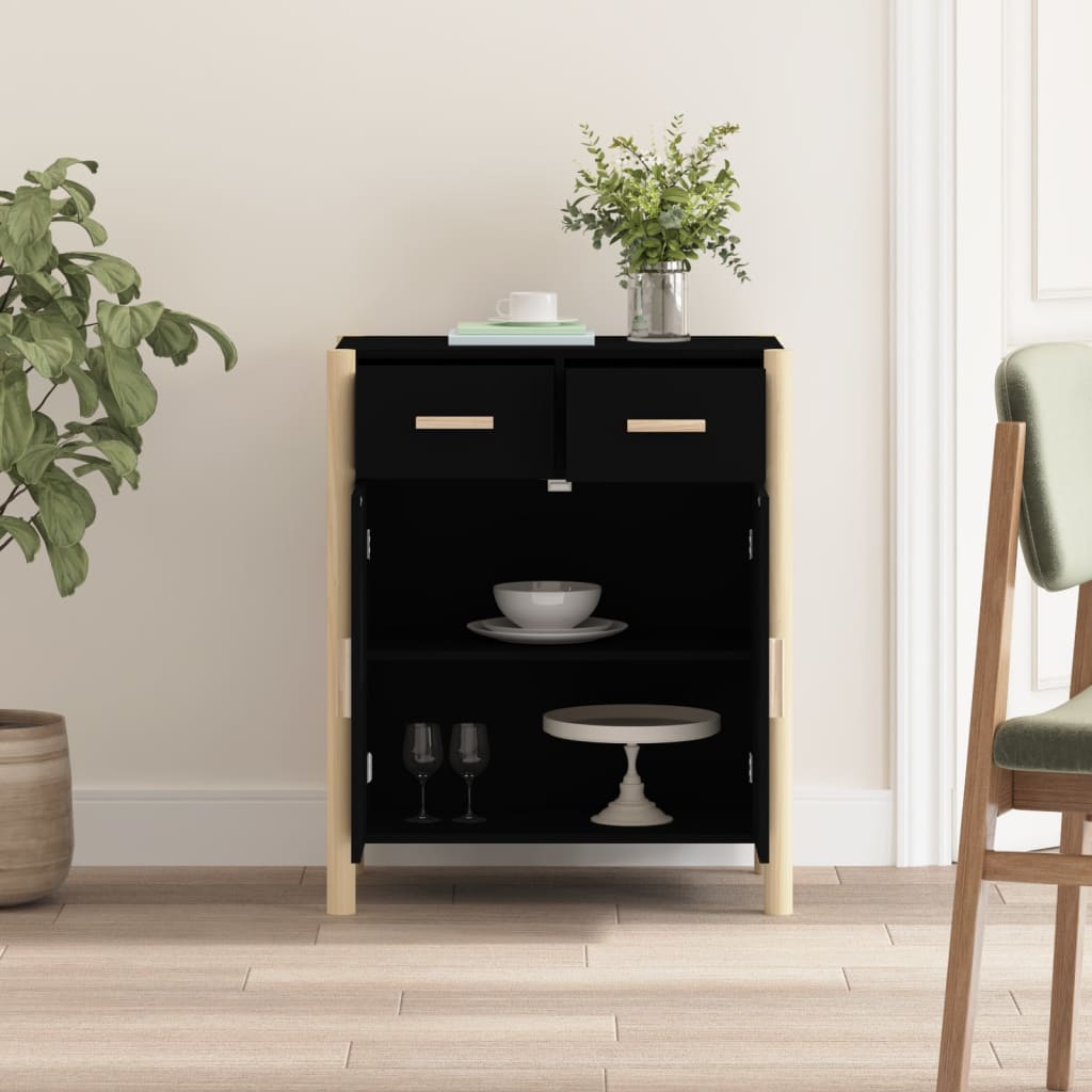 Dressoir 62x38x75 cm bewerkt hout zwart is nu te koop bij PeponiXL, paradijselijk wonen!