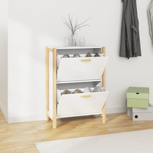 Schoenenkast 57,5x33x80 cm bewerkt hout wit is nu te koop bij PeponiXL, paradijselijk wonen!