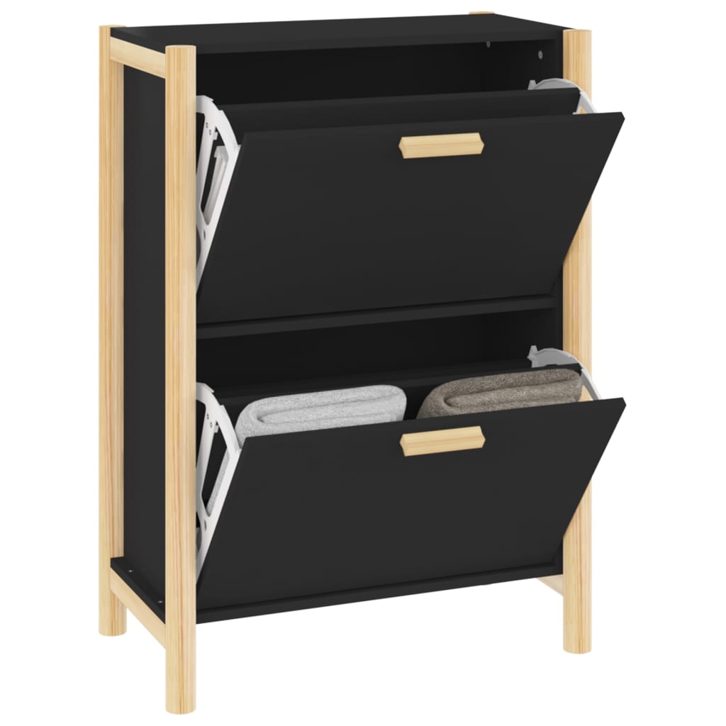 Schoenenkast 57,5x33x80 cm bewerkt hout zwart is nu te koop bij PeponiXL, paradijselijk wonen!