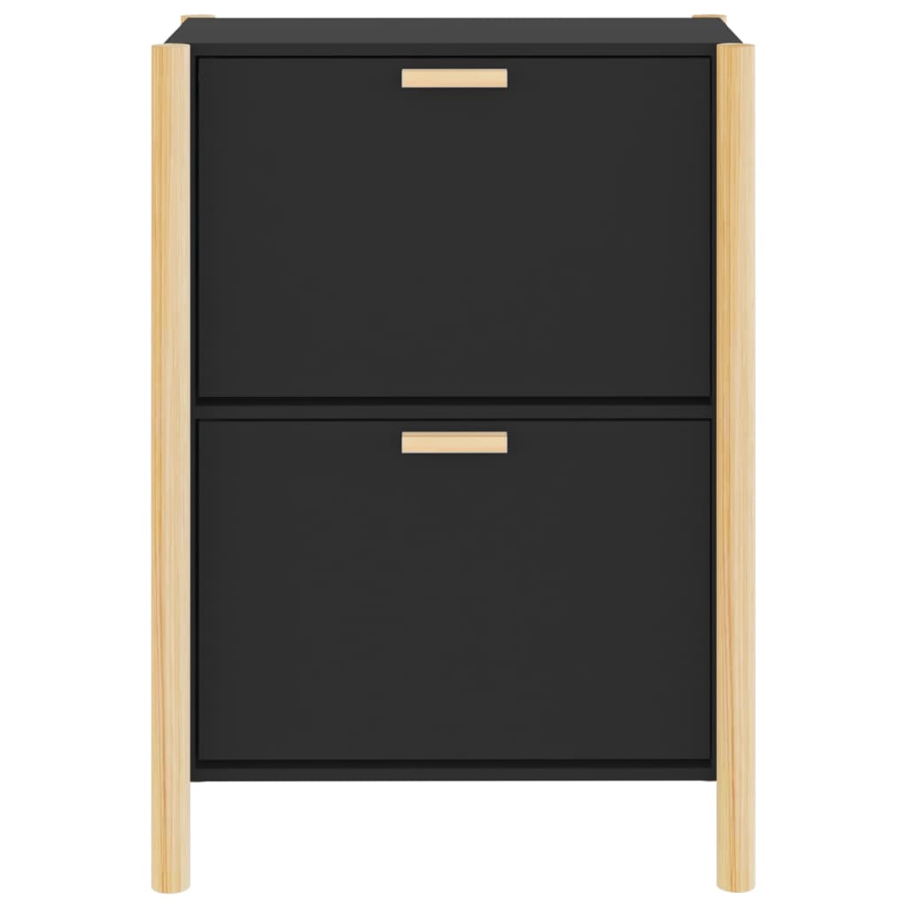 Schoenenkast 57,5x33x80 cm bewerkt hout zwart is nu te koop bij PeponiXL, paradijselijk wonen!