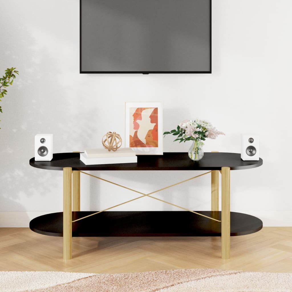 Salontafel 110x48x40 cm bewerkt hout zwart is nu te koop bij PeponiXL, paradijselijk wonen!