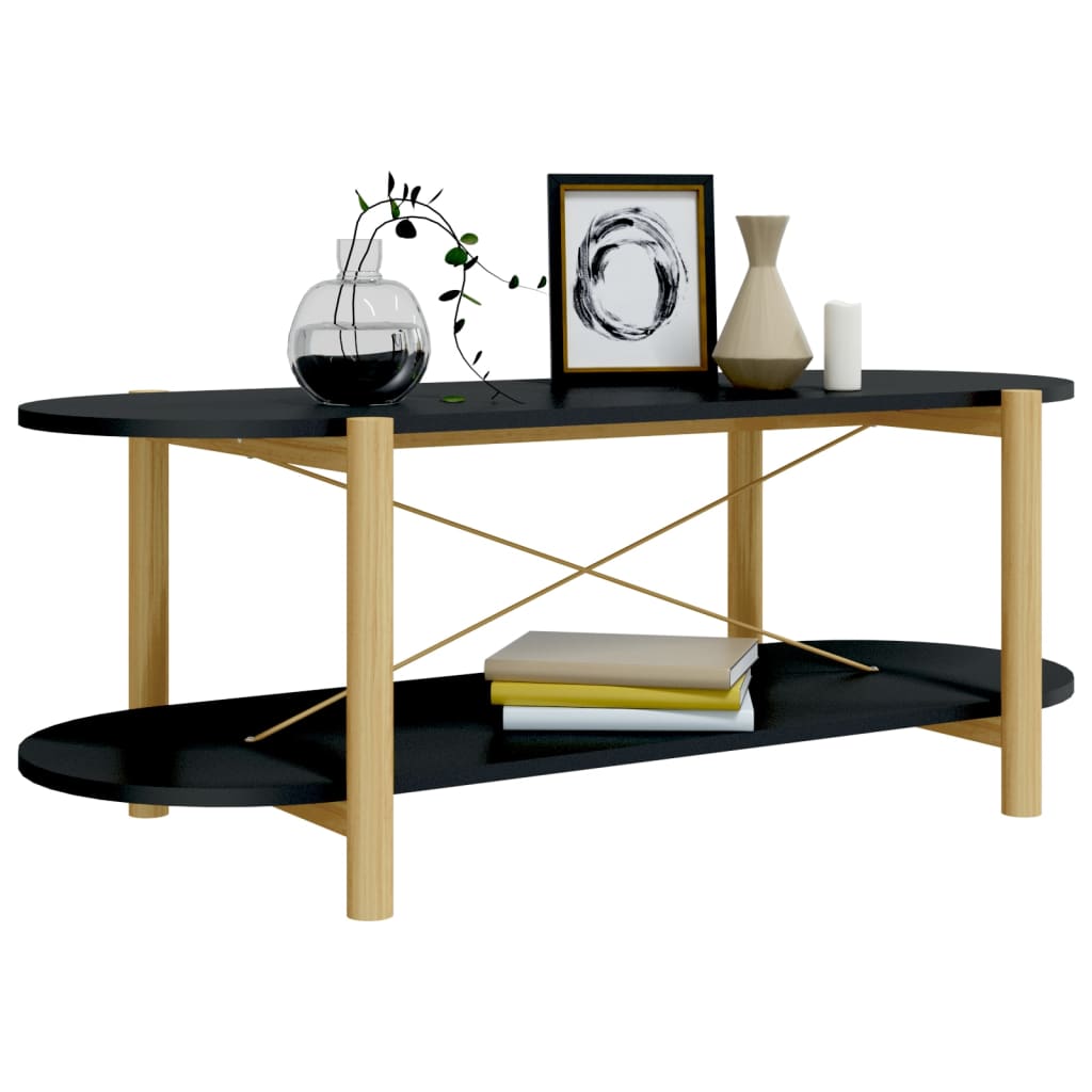 Salontafel 110x48x40 cm bewerkt hout zwart is nu te koop bij PeponiXL, paradijselijk wonen!