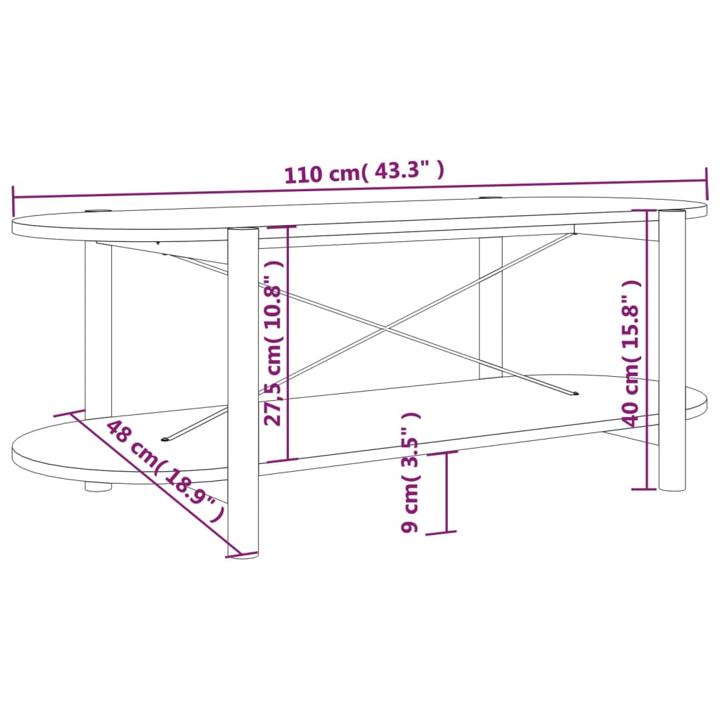 Salontafel 110x48x40 cm bewerkt hout zwart is nu te koop bij PeponiXL, paradijselijk wonen!