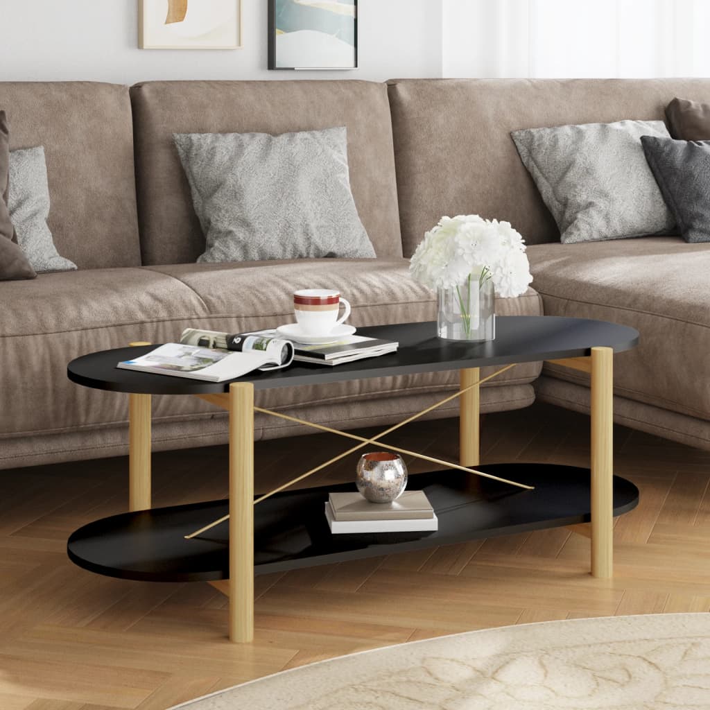 Salontafel 110x48x40 cm bewerkt hout zwart is nu te koop bij PeponiXL, paradijselijk wonen!