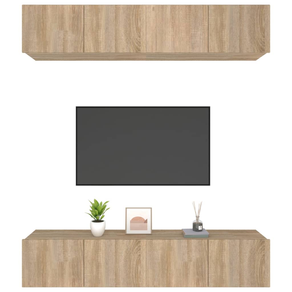 Tv-meubels 4 st 80x30x30 cm bewerkt hout sonoma eikenkleurig is nu te koop bij PeponiXL, paradijselijk wonen!