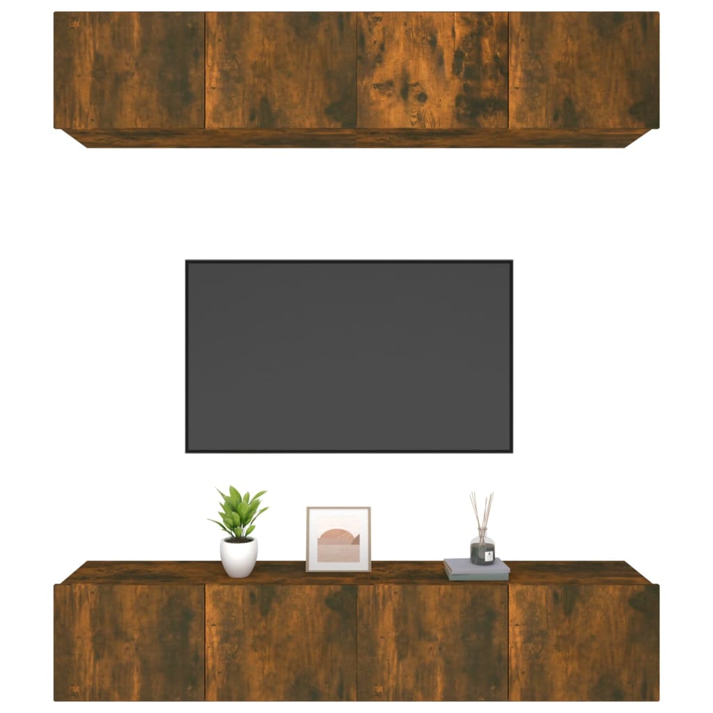 Tv-meubelen 4 st 80x30x30 cm bewerkt hout gerookt eikenkleur is nu te koop bij PeponiXL, paradijselijk wonen!