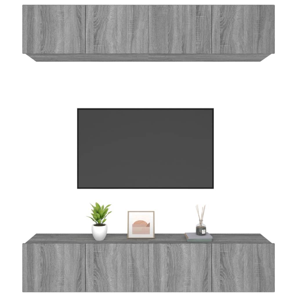 Tv-meubelen 4 st 80x30x30 cm bewerkt hout grijs sonoma eiken is nu te koop bij PeponiXL, paradijselijk wonen!