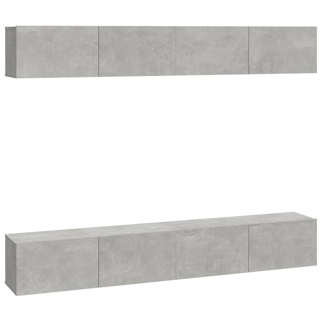 Tv-wandmeubels 4 st 100x30x30 cm betongrijs is nu te koop bij PeponiXL, paradijselijk wonen!