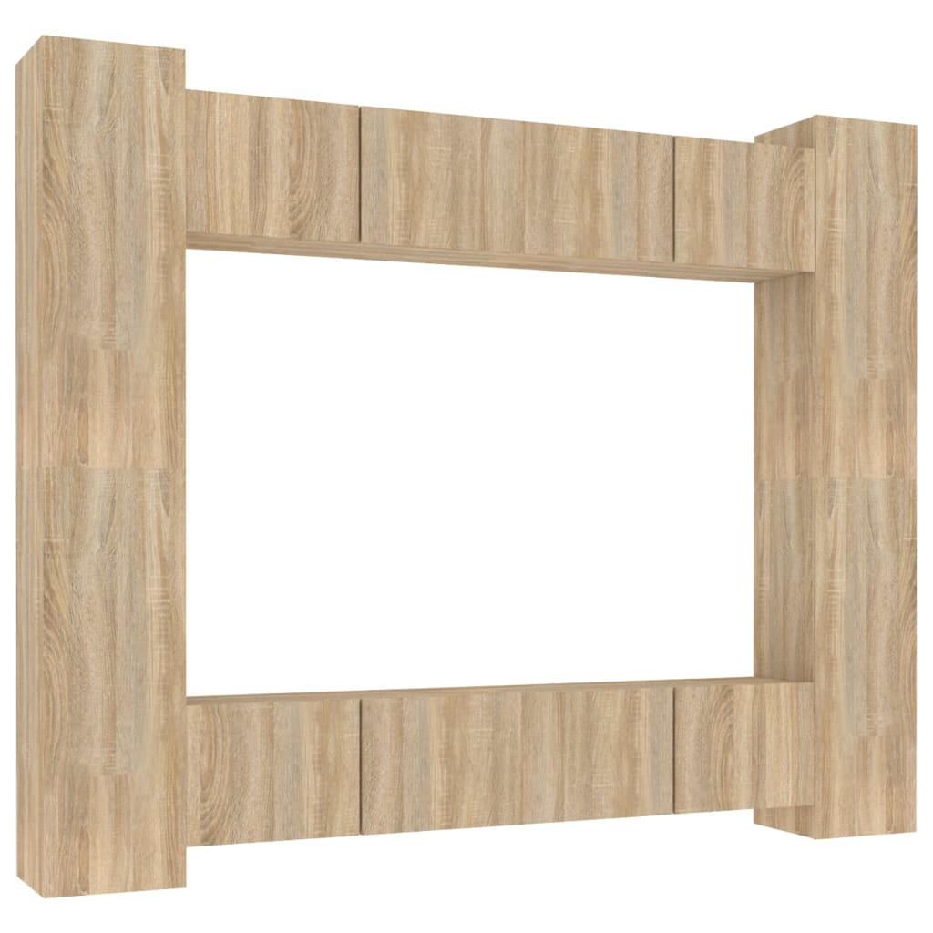 8-delige Tv-meubelset bewerkt hout sonoma eikenkleurig is nu te koop bij PeponiXL, paradijselijk wonen!