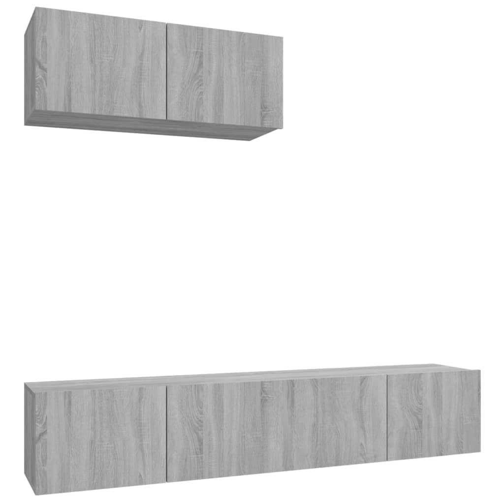 3-delige Tv-meubelset bewerkt hout grijs sonoma eikenkleurig is nu te koop bij PeponiXL, paradijselijk wonen!