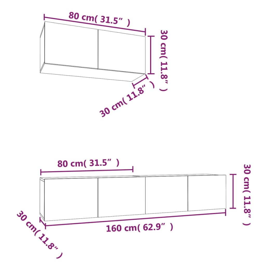 3-delige Tv-meubelset bewerkt hout grijs sonoma eikenkleurig is nu te koop bij PeponiXL, paradijselijk wonen!