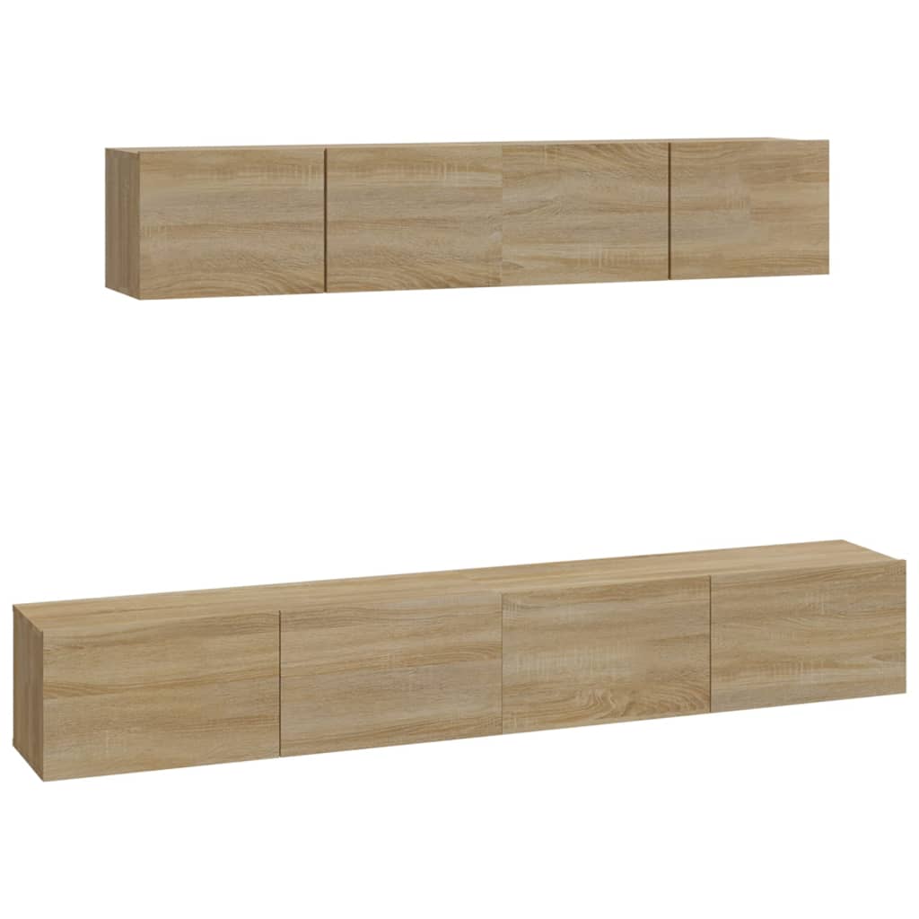 4-delige Tv-meubelset bewerkt hout sonoma eikenkleurig is nu te koop bij PeponiXL, paradijselijk wonen!