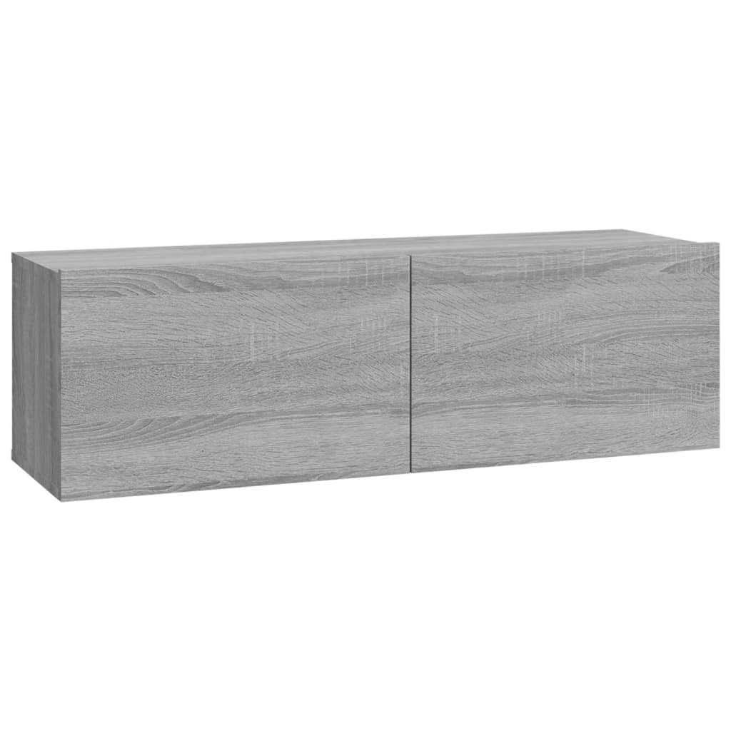 4-delige Tv-meubelset bewerkt hout grijs sonoma eikenkleurig is nu te koop bij PeponiXL, paradijselijk wonen!