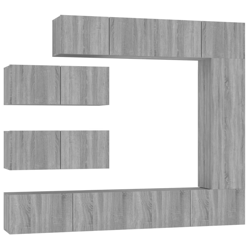 7-delige Tv-meubelset bewerkt hout grijs sonoma eikenkleurig is nu te koop bij PeponiXL, paradijselijk wonen!